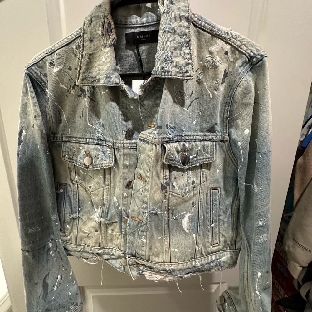Amiri paint splatter jean jacket